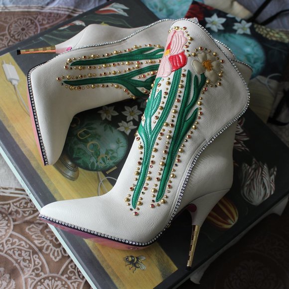 Gucci 2017AW RUNWAY Crystal Leather Bootie Shoe - Picture 4 of 8